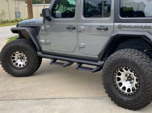 RIVAL 4x4 Side Rock Rails with Drop Steps Jeep JLU 4-Door 